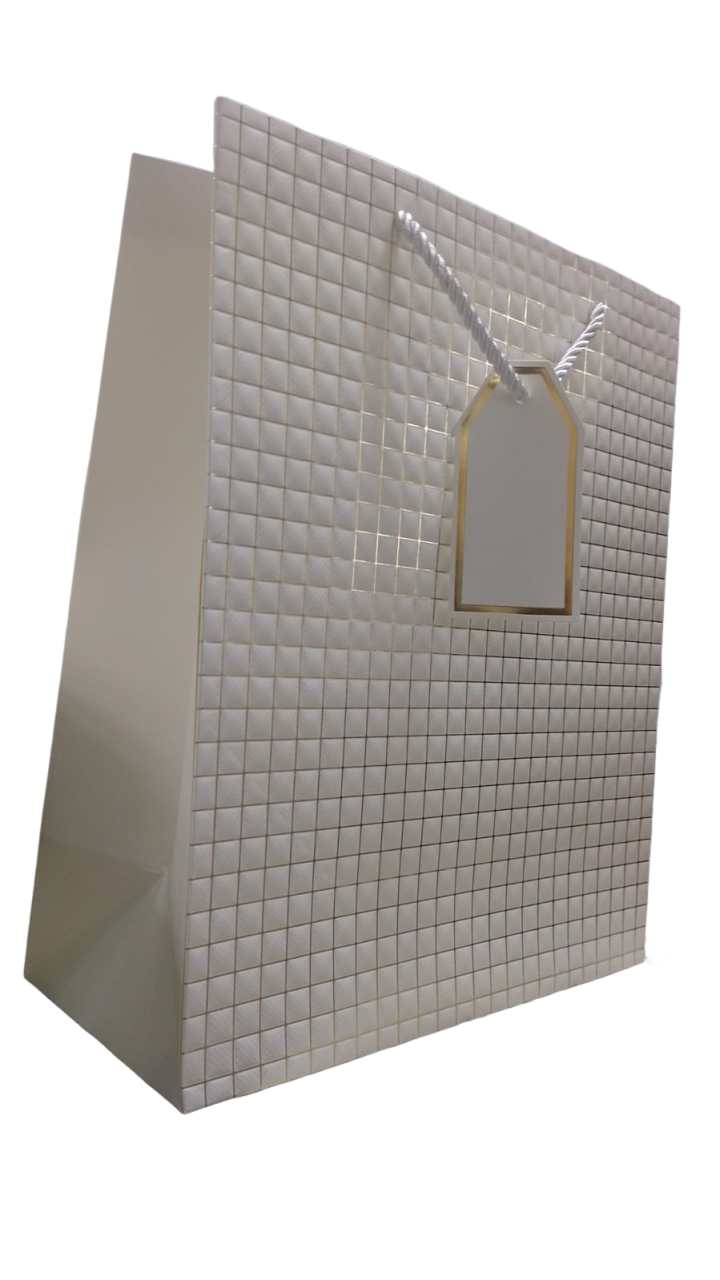SACOLA PRESENTE LUXO QUADRICULADA 32X26X12CM